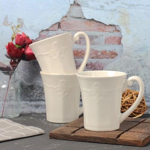 Nordic White Simple Coffee Cup Mug Family Breakfast Coffee Mug Milk Cup Cereal Relief For Friends