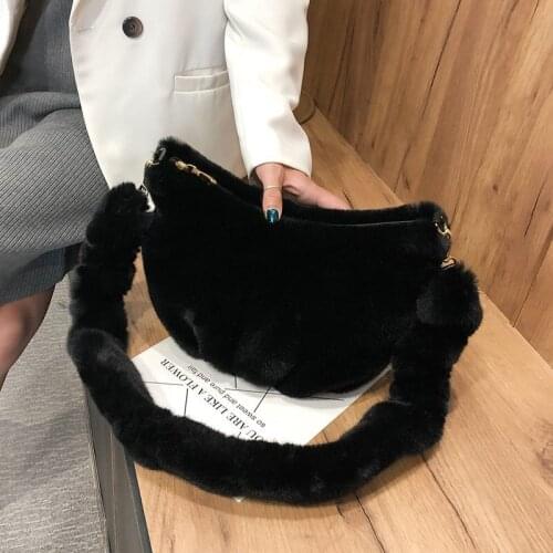 Soft Faux Fur Big Crossbody Bags for Women 2020 Winter Branded Trend Handbags Womens Designer Trending Shoulder Bag and Purses