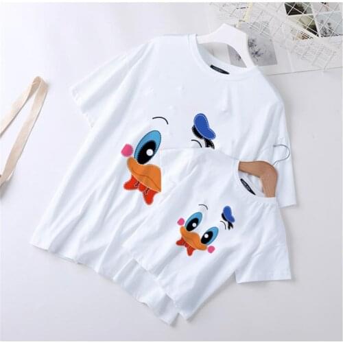 Family Matching Clothes Summer Short Sleeve Casual White O-neck Tshirts Mother Father Son Daughter Kids Unisex T-shirts