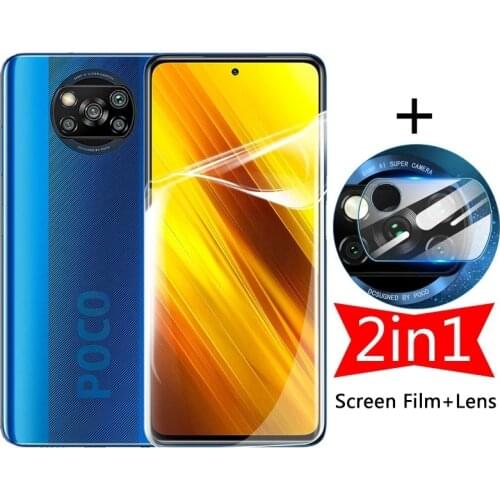 Hydrogel Film + Camera Protection For Poco X3 Nfc Screen Protector POCO C3 X3 f2 M2 Pro Xiaomi Pocophone x3 nfc Not Glass