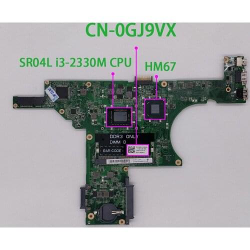 GJ9VX 0GJ9VX CN-0GJ9VX DA0R05MB8D0 w i3-2330M 2.2GHz CPU for Dell Inspiron 14z N411z PC Laptop Motherboard Mainboard Tested