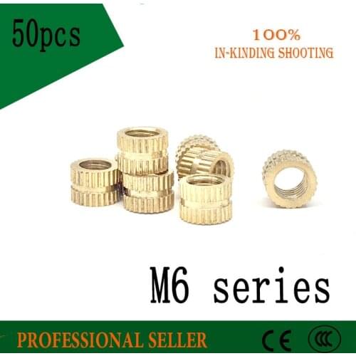 Brass copper insert nut 50pcs M6*8*6/8/10/12/14/16 mm OD 8mm Through-hole brass insert nut / knurled nuts