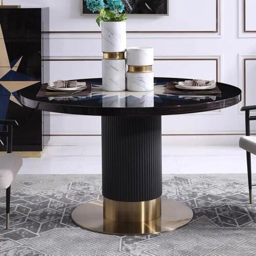 Chinafurniture light luxury creative parquet round dining table and chair combination post-modern simple home dining furniture