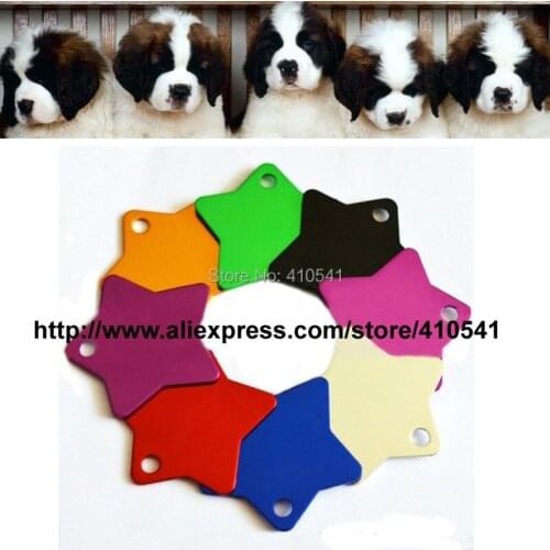 HOT Selling Free Shipping Mix Colors 800 Pcs/ Lot 36MM*36MM Custom Aluminum Alloy Star Shape Charm Pet ID Tags Dog tags
