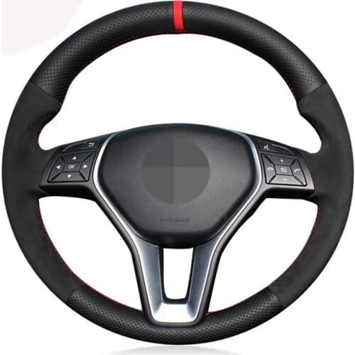 Genuine Leather Suede Car Steering Wheel Cover For Mercedes-Benz A-Class 2013-2015 B-Class E-Class 2011-2014 CLA-Class 2013 2014