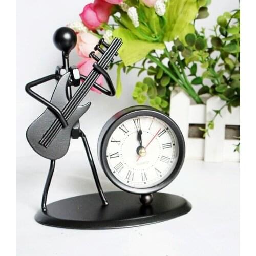 Musical Instrument Craft Fashion Creative Music Metal Iron Man Clock Office Home Decoration Furnishings