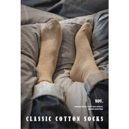 Maden 3 Pairs Embroidery Anchor Mens Socks Knitting Cotton Letter Sock Black Business Men Soft Breathable Socks Casual Hosiery