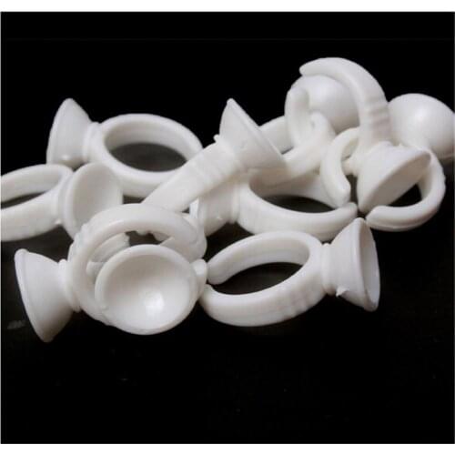 100pcs Disposable Glue Ring Eyelash Glue Extension Holder Ring Pallet for Tattoo Pigment Adhesive Gel Mini Convenient