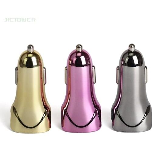 New Novel Glint Gleam Gold Plating 5V 3.1A 2usb Dual Usb Car Charger Adapter for Cellphone Good Quality 50pcs