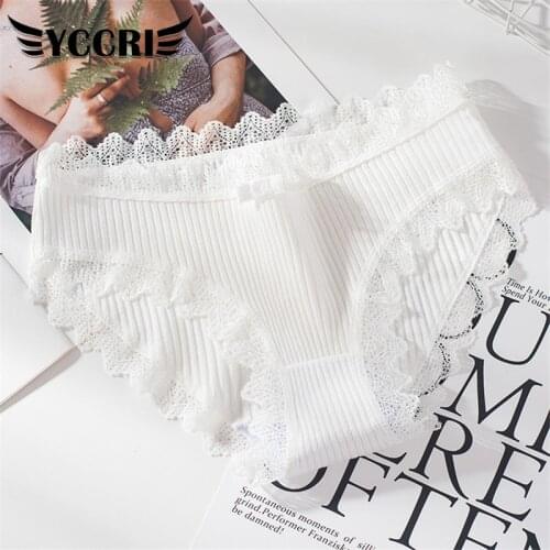 YCCRI Explosions New Womens Underwear Solid Color Breathable Waist Size Girls Briefs Plus Women Thread Cotton Japanese Bow
