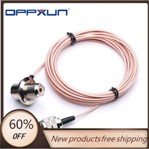 Oppxun UHF Female Right Angle to Long UHF PL259 Male RG316 for Car Mobile Radio Antenna 1m 3m 5m 10m Cable