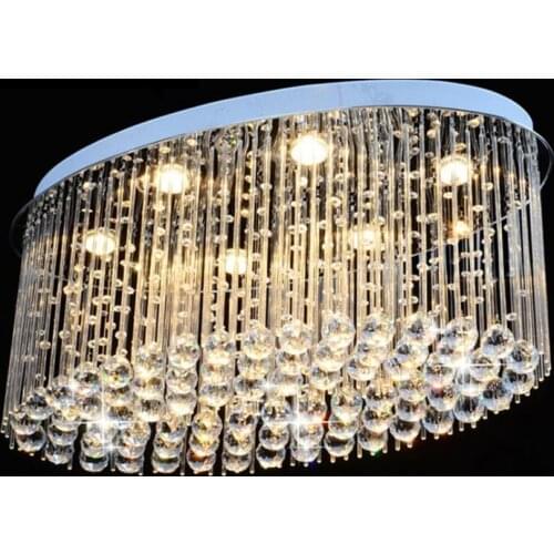 Oval Luxury Crystal Ceiling Light For Living Room Home Dining Light Lamp Hotel Creative Retro Iron Lamp