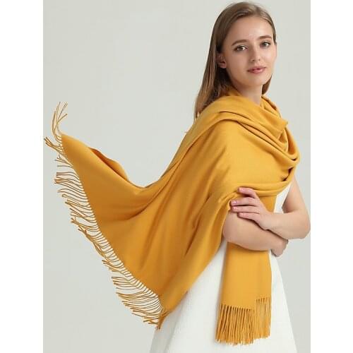 2020 Winter cashmere long scarf for women luxury solid color Mens warmth scarves neck cotton wool hijab female pashmina Shawl