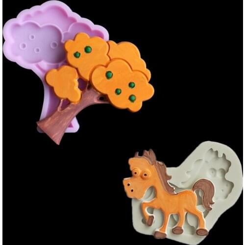 Cartoon fruit tree pony silicone mold DIY fondant clay, aromatherapy wax, epoxy mold