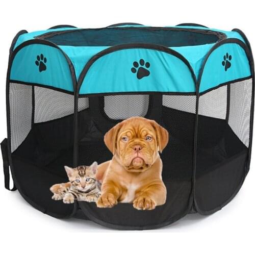 Portable Folding Pet Tent Dog House Cage Dog Cat Tent Playpen Puppy Kennel Easy Operation Octagonal Fence Outdoor Supplies