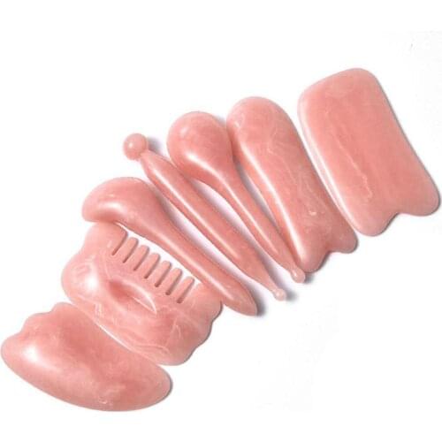 7pcs/set Gua Sha Massage Scraping Natural Resin Amber Board Body For Face Scraper SPA Care Scrap Tool Beeswax B5K5