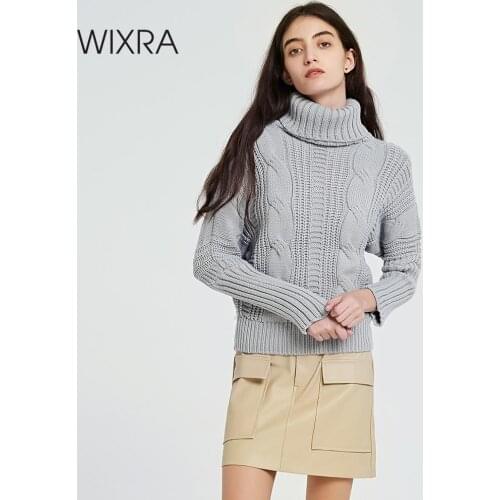 Wixra Warm Women Sweaters And Pullovers 2019 Autumn Winter Turtleneck Ladies Knitted Sweater Womens Jumpers