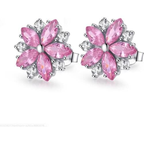 Top 925 pure silver cherry ear studs Exaggerated Atmosphere Trend Temperament Fashion Ear Jewelry Crystal Earrings For Women