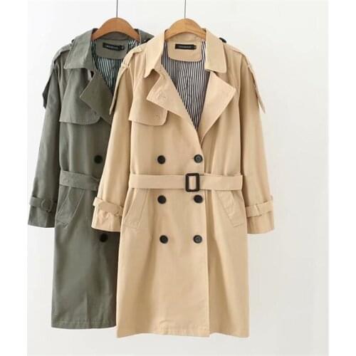 Fashion Spring Autumn Trench Coat Women 2019 Plus size XL-5XL Long Windbreaker Female Belt Double-breasted Casual Trench G290