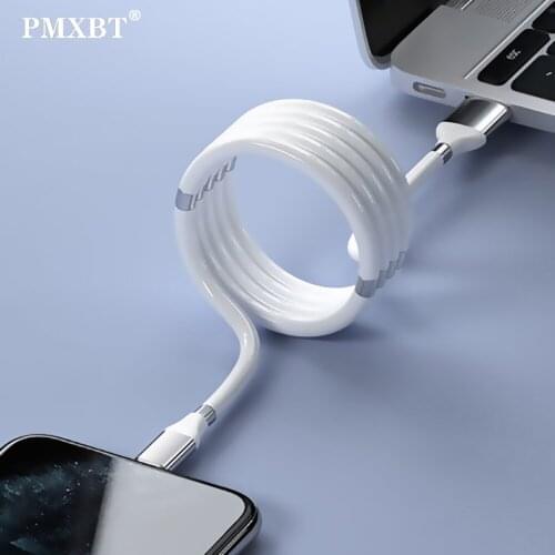 Magnetic USB Cable Magnet Auto Self Winding Data Cable For Samsung huawei P40 Super Calla Type C Micro USB Charger Charging Cord