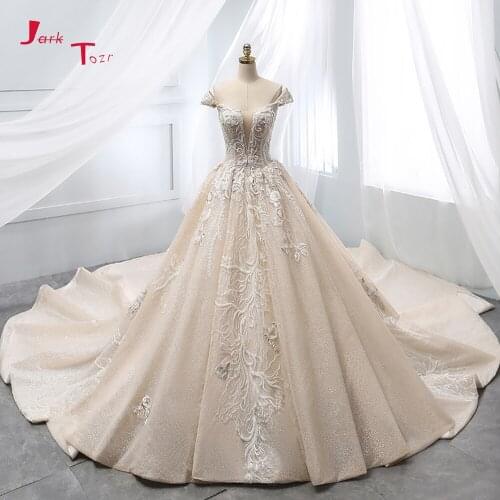 Gorgeous Ball Gown Wedding Dress Vestido de Casamento Princess Robe de Mariee Beading Appliques Vestidos Novia Chapel Train