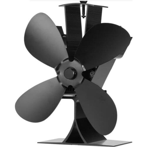 4 Blades Stove Fan Heat Powered Log Wood Burner Ecofan Quiet Black Home Fireplace Fan Efficient Heat Distribution Black Grey