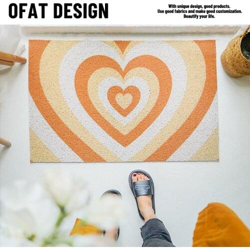 Absorbent Mud Dirt Rug Heart Pattern Rubber Mat Welcome Doormat Heavy Duty Rug Mats Indoor Outdoor Low Profile Anti-Slip Carpet