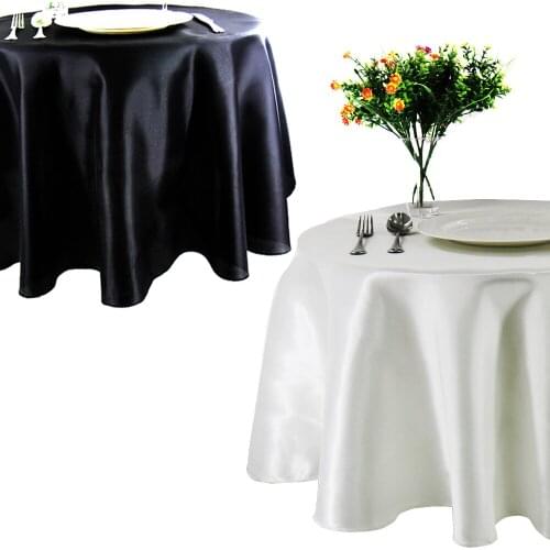 145cm(57inch)Round Satin Tablecloth Table Cover Solid Color Table Cloth For Christmas Birthday Wedding Party Hotel Decoration