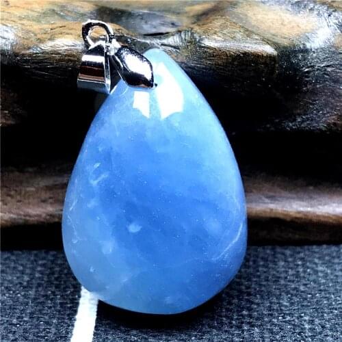 Natural Blue Aquamarine Pendant For Woman Lady Crystal 27x19x10mm Gemstone Clear Beads 925 Silver Necklace Pendant Jewelry AAAAA
