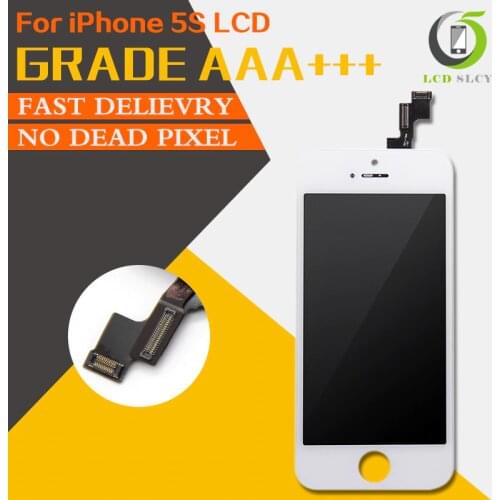 100% Grade AAA For iPhone 5S LCD Pantalla Screen Display Touch Screen Digitizer Assembly Black White replace Tempered film+Tools