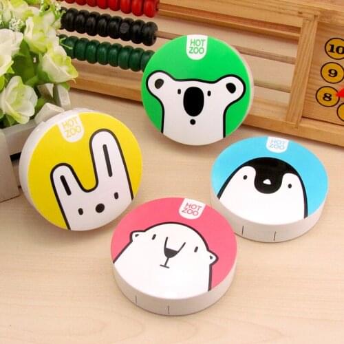 10 pcs/lot Cute and easy to carry cartoon beauty pupil box care box Round contact lens case companion box Random mixed 7*1.95cm