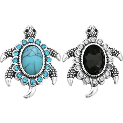 10pcs/lot New Snap Jewelry Ginger Rhinestone Tortoise Snap Buttons Fit 18mm Snap Button Bracelet Bangle