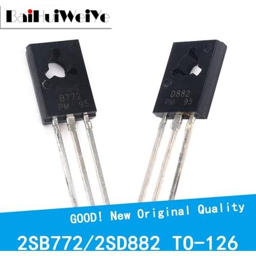 20PCS/LOT 2SB772 2SD882 10Pair Transistor Triode TO126 B772 D882 New Original IC Good Quality Chipset In Stock TO-126