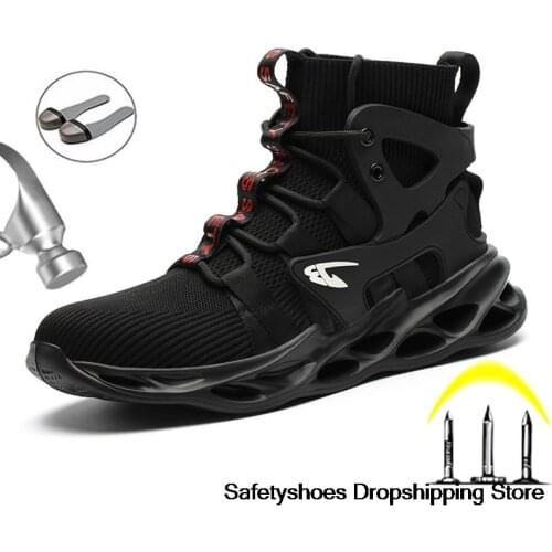 2021 New Work Safety Boots Four Season Safety Shoes Indestructible Safety Shoes Men Work Sneakers Men Steel Toe Shoes Men Boots