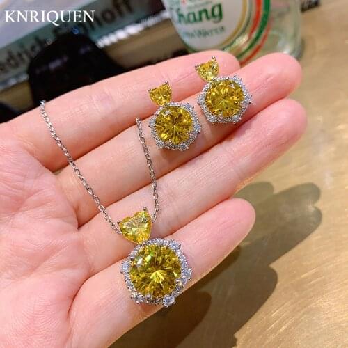 2021 New 925 Sterling Silver Round Topaz Pink Quartz Womens Pendant Necklace Earrings Gemstone Fine Jewelry Sets for Girlfriend