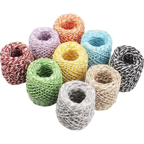 24 Rolls 2 Color Double-Strand Paper String Raffia Monofilament 10m Straw Rope Handmade DIY Decorative Tie for Hat Flower Gift