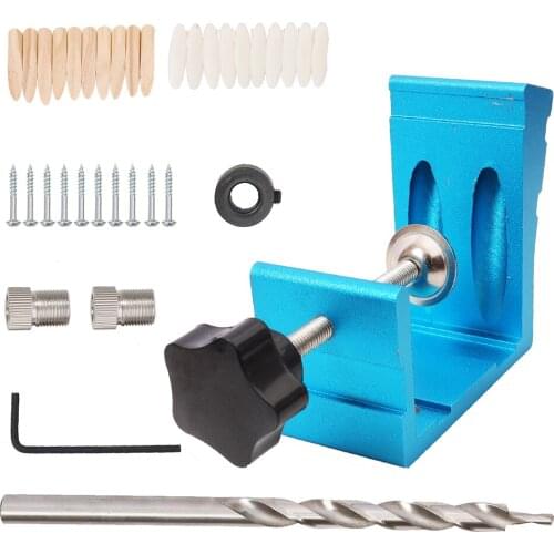 46pcs DIY Oblique Hinge Locator Puncher Pocket Hole Drilling Guide Dowel Jig Kit Positioner Locator Hole Puncher Tool