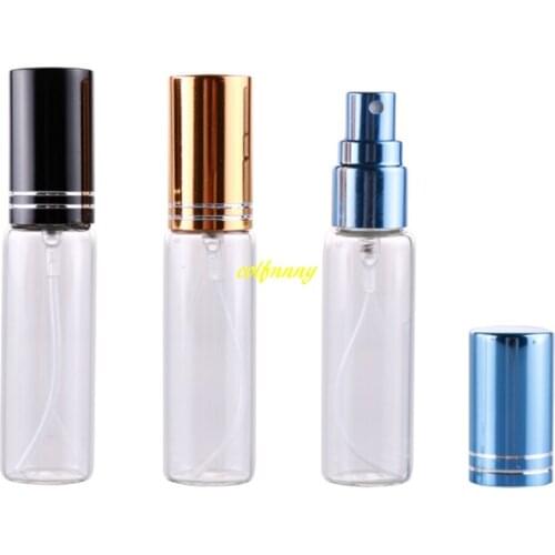 500pcs/lot 18x82mm 10ML Clear Glass Spray Perfume bottle Emtpy Refillable bottles With Full cover cutting alumium cap