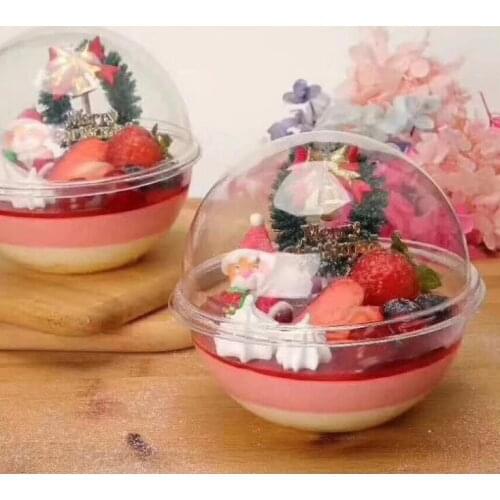 900pcs 13*12cm Simple Clear Round Plastic Mousse Cup Cupcake Boxes Ball Dessert Cake Box Free Shipping SN2040