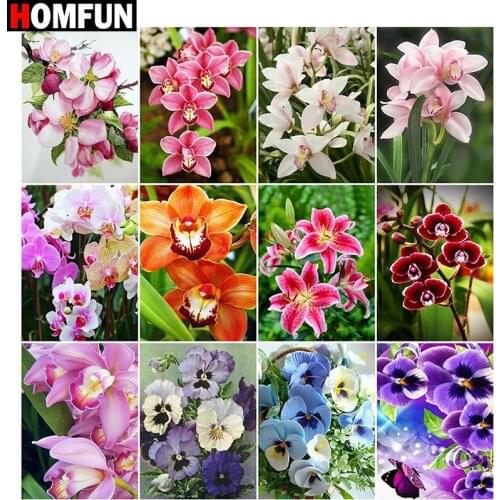 HOMFUN Diamond Painting "Flower landscape" Cross Stitch Custom Photo Diamond Embroidery Square Round Drill Home Decor