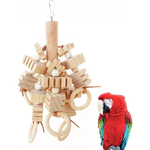 Large Parrot Toy Tearing Natural Wooden Blocks Bird Chewing Toy Parrot Cage Bite Toy Environmental Protection Bird Parrot Toy