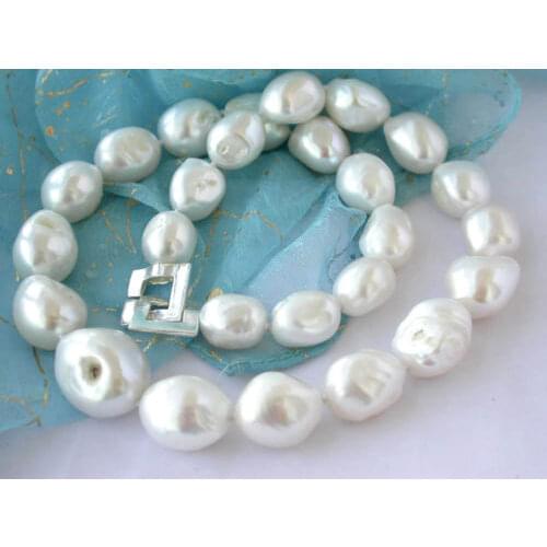 Large white baroque 925 sterling silver fresh water pearl necklace 100% Natural Freshwater pearl necklaces high quality