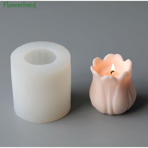 Large Tulip Flower Aromatherapy Candle Mold Home Decoration Fondant Cake Mold Baking Mousse Mold Candle Making Kit Cake Decor