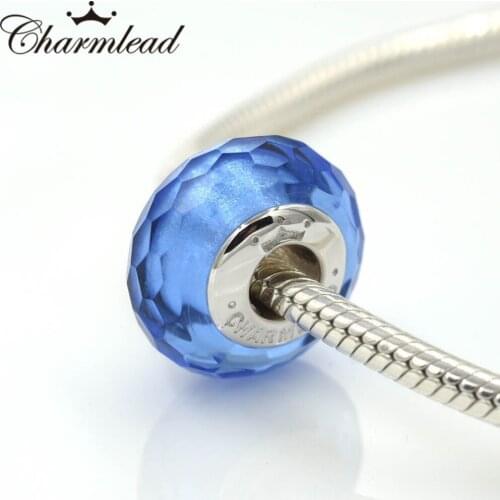 Charmlead Murano Beads Glass Faceted Charm 925 Silver Fit Pandora Bracelets and Necklace Fashion DIY Jewelry