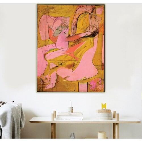 Citon Willem De Kooning《Pink Angels,1945》Canvas Art Oil Painting Artwork Poster Picture Wall Hanging Decor Home Decoration