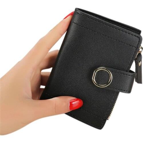 Coofit 1pc Solid Color Unisex Bifold Wallet Faux Leather Short Coin Purse Card Holder Wallet For Ladies Women Girls