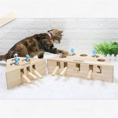 Hot Sale Cat Playing Gopher Toy Training Behaviour Solid Wood Entertainment Pet Machine Funny Stick Toy