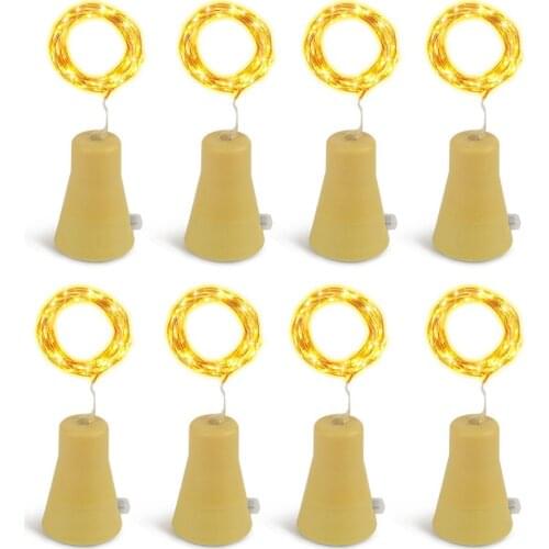 Solar Powered Wine Bottle Lights 2M 20leds Copper Wire Cork String Light Lamps Christmas Holiday Wedding Party Decoration Lights