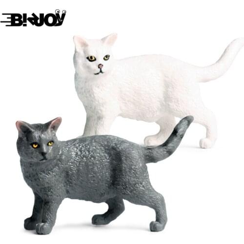Simulation Animal Saudi Cat Domestic Cat Pet Cat Animal Model Toy Plastic Decorative Ornaments Hand-made White Black