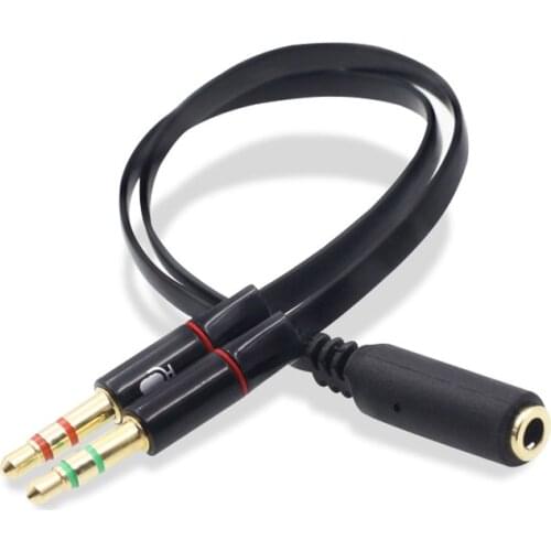 Headset Splitter Cable 3.5mm Female to 2 Male for PC Computer and Laptop, Gaming Headset, 3.5mm Combo Audio Adapter Cable